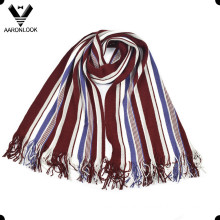 Men′s Fashion Colorful Stripe Warp Knitted Scarf